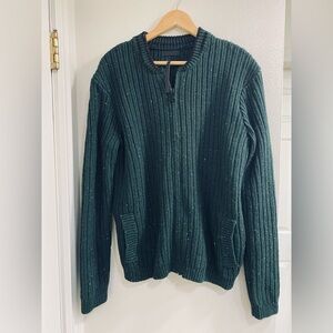 NWT ASOS DESIGN heavyweight fisherman rib half zip sweater green Wool Medium